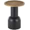 20" Black Metal Handmade Pedestal Accent Table with Brown Rattan Tabletop